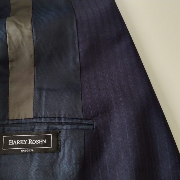 Armani Collezioni M Line Blazer Size 40R Navy Blue Classic Striped Lined Office - Picture 5 of 14